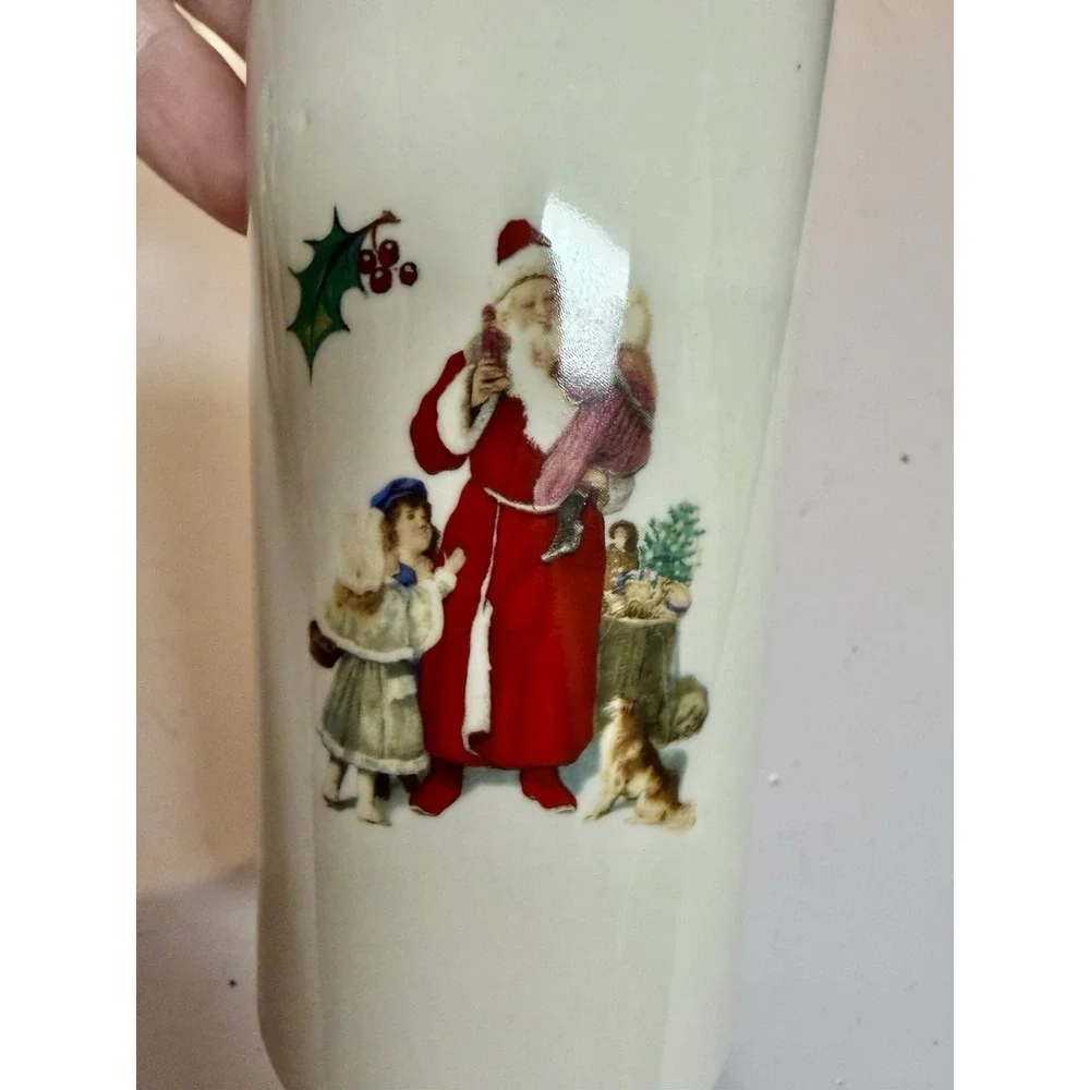 Vintage 4 Piece Crowne Oakes Designs Ceramic Bathroom Set England Santa Holly